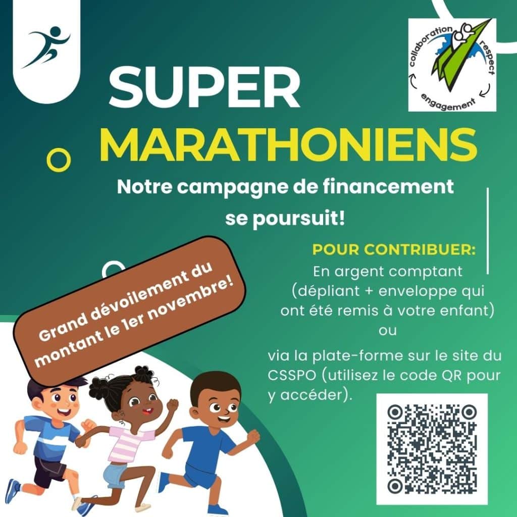 ** Dernier blitz dans notre campagne de financement Super Marathoniens!** 1 Super Marathoniens devoilement 1er novembre
